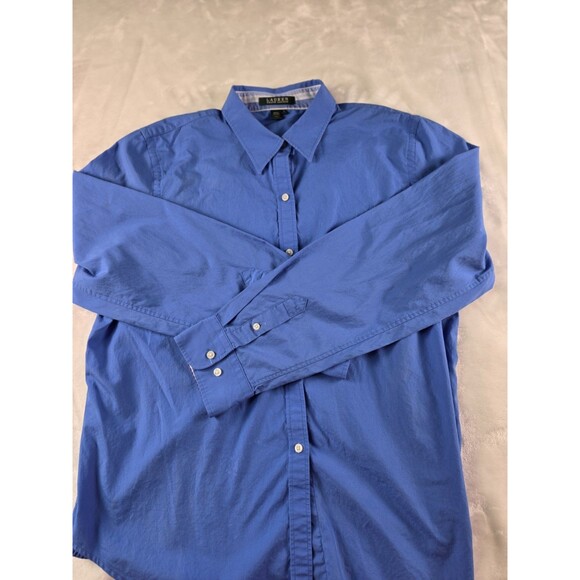 Lauren Ralph Lauren Women's XL Blue Button Down Shirt With Stains - Picture 1 of 10